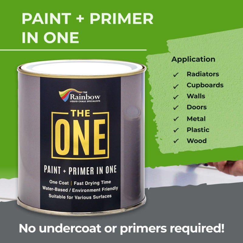THE ONE All-In-One Paint & Primer - Dark Grey Satin, 33.8 Fl Oz/1 Liter | 1 Coat Formula | Easy Indoor & Outdoor Decorating for Home & Garden Walls, Floors & Furniture | Water-Based & Low VOC - Image 2